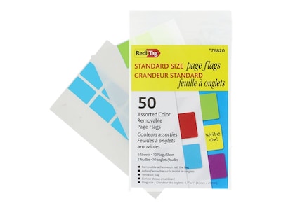 Redi-Tag Page Flags, Assorted Colors, 1 Wide, 50/Pack (76820)