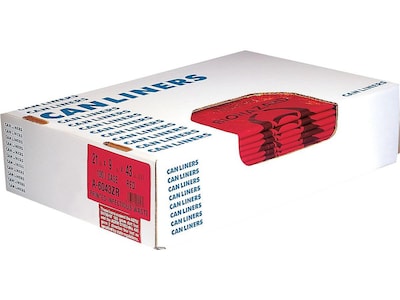 Heritage Healthcare 40-45 Gallon Printed Bags/Liners, High Density, 16 Mic, Red, 250 Bags/Box (Z8048