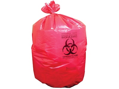 Heritage 10 Gal. Biohazard Liners, Red, 23L x 24W, 500/Carton (A4823PR)