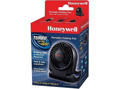 Honeywell Turbo on the Go 6.44"H 1 Speed Portable Fan, Black (HTF090B)