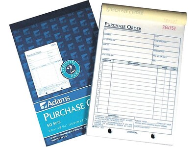 Adams 2-Part Carbonless Purchase Requisitions, 8.44L x 5.56W, 50 Sets/Book, 10/Box (DC5831-10)