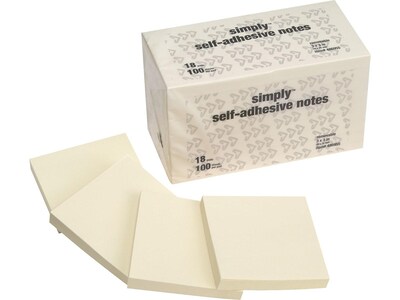 Simply® 3 x 3 Yellow Notes, 18/Pack