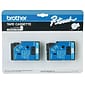 Brother TC22 Label Maker Tapes, 0.47"W, Blue On White, 2/Pack