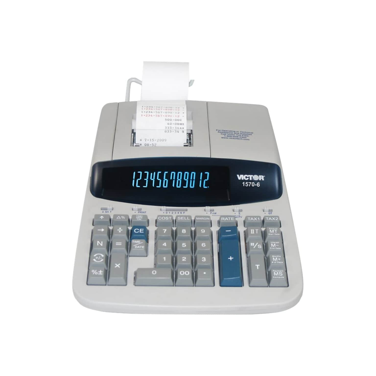 Victor 1570-6 14-Digit Desktop Calculator, Light Gray