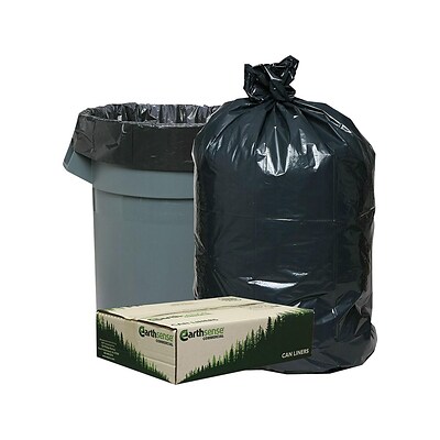 Earthsense 55-60 Gallon Commercial Recycled Trash Bags, Black, 100/Carton (RNW6050-538983)