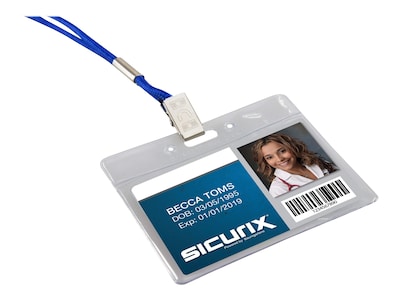 Baugmartens SICURIX Standard ID Badge Holders, Clear, 12/Pack (67810)