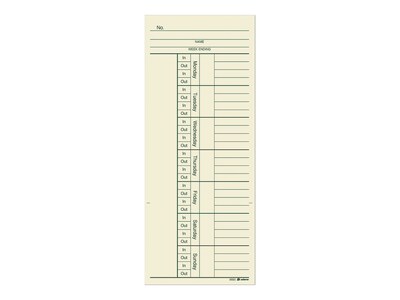 Adams Time Cards for Acroprint 125, ES700, ES900, ESP180 Time Clock, 200/Pack (ABF 9660-200)