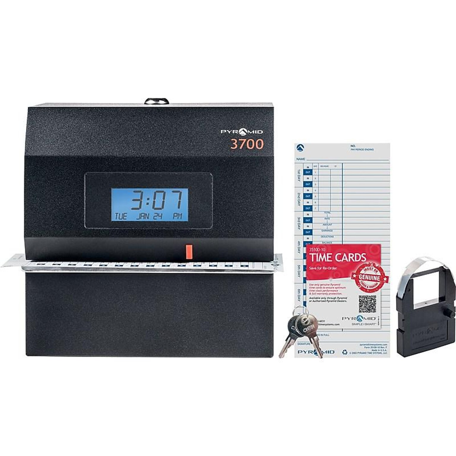 Pyramid Punch Card Time Clock System, Black (3700)