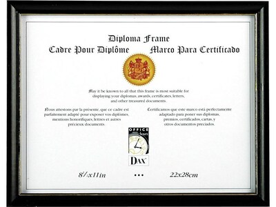 DAX Wood Certificate Frame, Black (N17981BT)