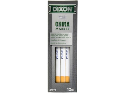 Dixon Phano Bold Tip China Markers, White, Dozen (00092)