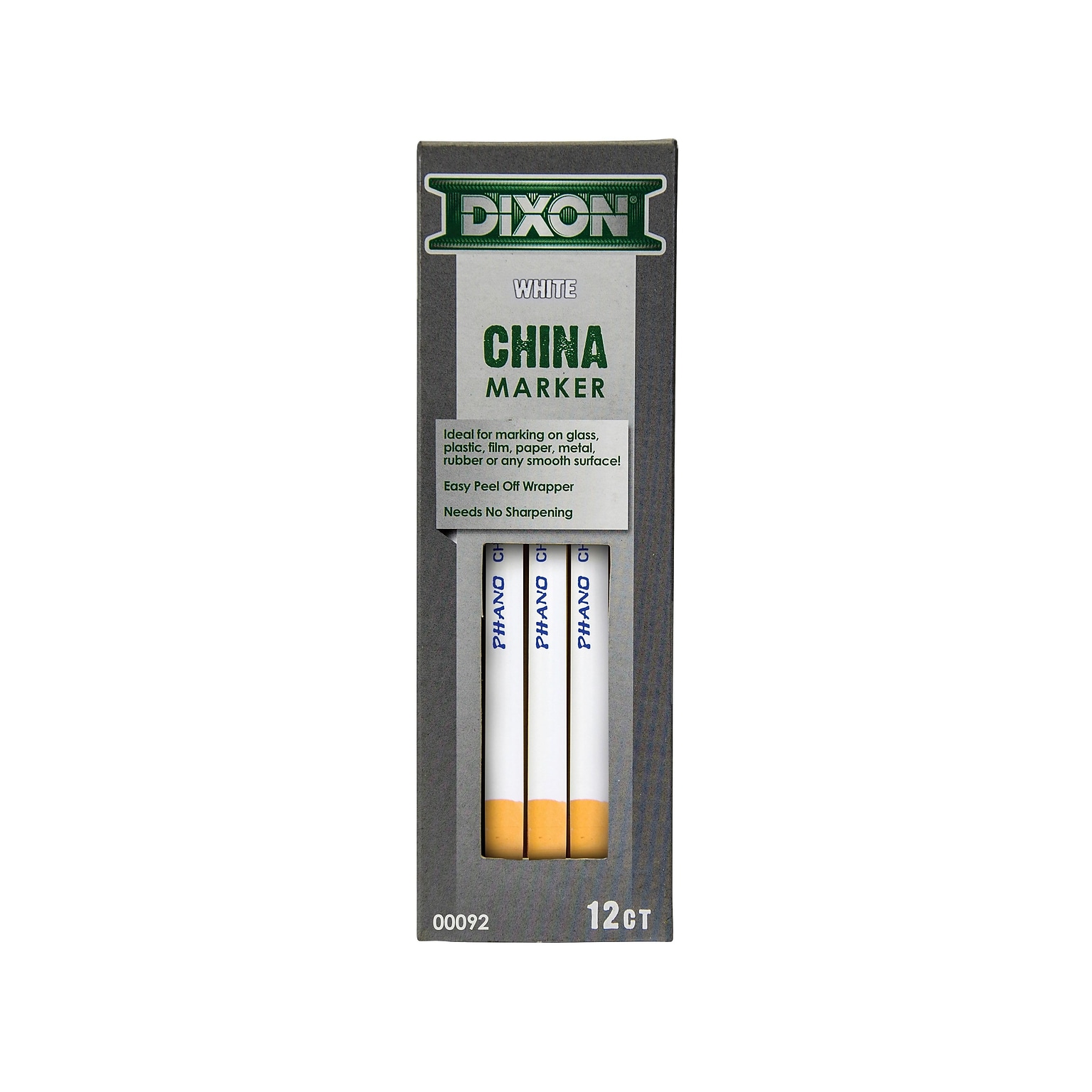 Dixon Phano Bold Tip China Markers, White, Dozen (00092)