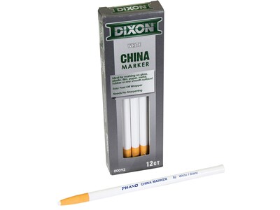 Dixon Phano Bold Tip China Markers, White, Dozen (00092)