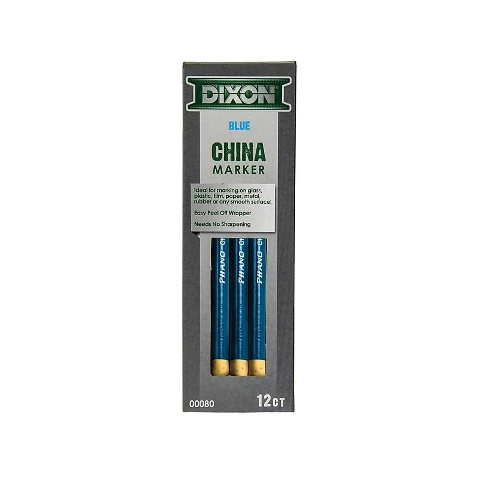 Dixon Phano Bold Tip China Markers, Blue, Dozen (00080)