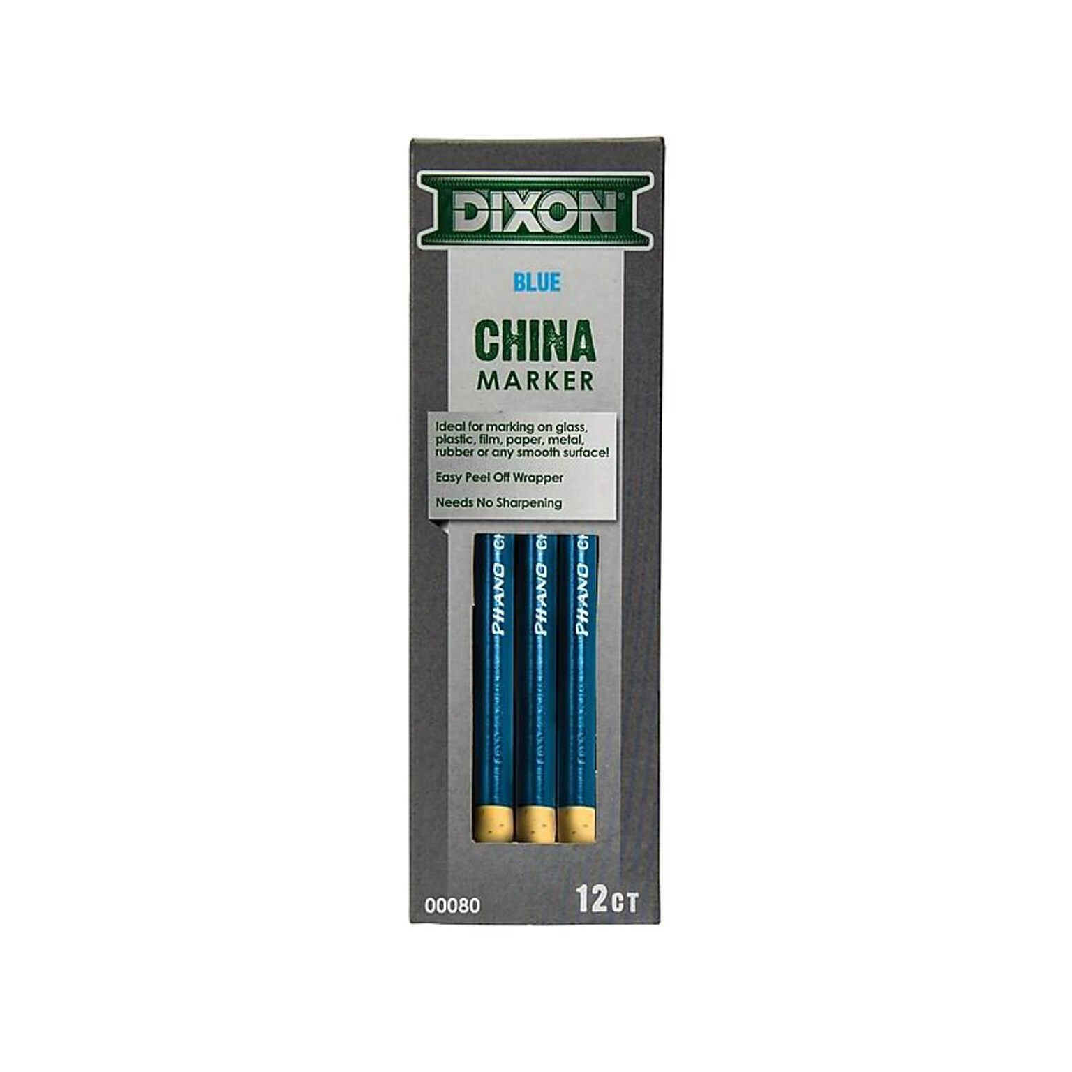 Dixon Phano Bold Tip China Markers, Blue, Dozen (00080)