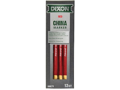 Dixon Phano Bold Tip China Markers, Red, 12/Pack (00079)