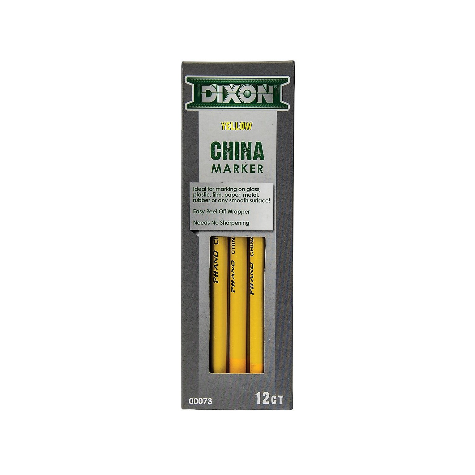 Dixon Phano Bold Tip China Markers, Yellow, Dozen (00073)