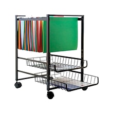 Advantus 2-Shelf Metal Mobile File Cart with Lockable Wheels, Black (AVT34075)