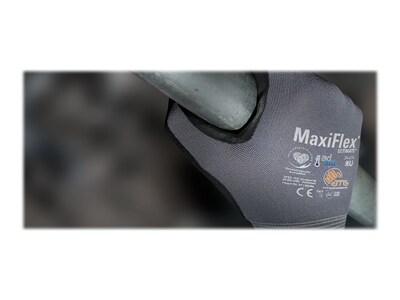 MaxiFlex 34-874 Nitrile Coated Nylon/Elastane Gloves, Medium, 15 Gauge, A1 Cut Level, Dark Gray, 12 Pairs (34-874/M)