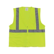 Protective Industrial Products High Visibility Zipper Safety Vest, ANSI Class R2, Hi-Vis Lime Yellow