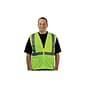 Protective Industrial Products High Visibility Zipper Safety Vest, ANSI Class R2, Hi-Vis Lime Yellow, X-Large (302-0702Z-LY/XL)