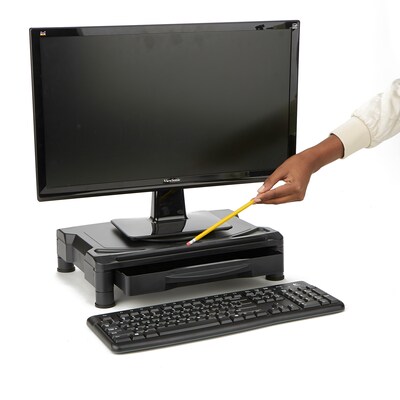Mind Reader Anchor Collection Rotative Adjustable Monitor Stand with Storage Drawer, Up to 22 Monit