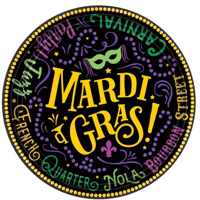 Amscan Mardi Gras Good Times Paper Plates, 7, 2 Pack (742220)