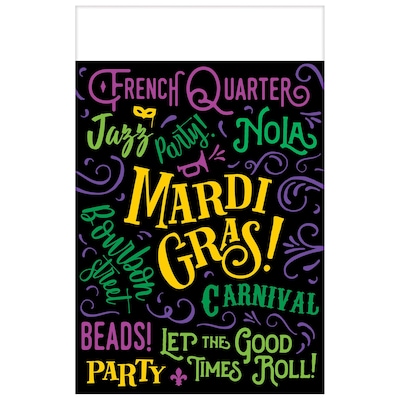 Amscan Mardi Gras Good Times Plastic Table Cover, 54 x 84, 2 Pack (572220)