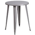 24 Round Silver Metal Indoor-Outdoor Table [CH-51080-29-SIL-GG]