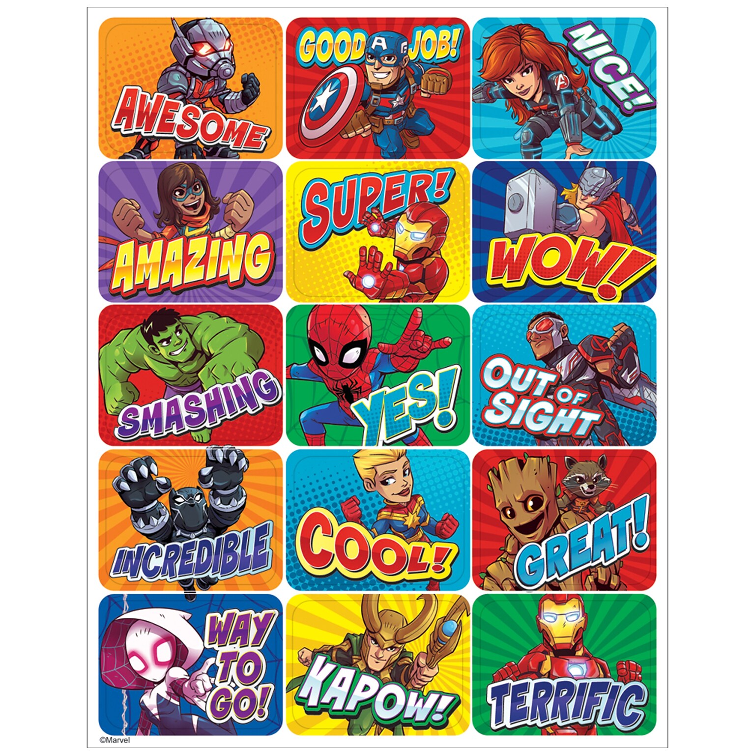 Eureka Marvel™ Super Hero Adventure Success Stickers, 120 Per Pack, 12 Packs (EU-657302)