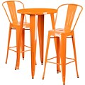 24 Round Orange Metal Indoor-Outdoor Bar Table Set with 2 Cafe Barstools [CH-51080BH-2-30CAFE-OR-GG]