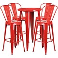 24 Round Red Metal Indoor-Outdoor Bar Table Set with 4 Cafe Barstools [CH-51080BH-4-30CAFE-RED-GG]