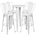 24 Round White Metal Indoor-Outdoor Bar Table Set with 4 Cafe Barstools [CH-51080BH-4-30CAFE-WH-GG]