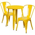 24 Round Yellow Metal Indoor-Outdoor Table Set with 2 Cafe Chairs [CH-51080TH-2-18CAFE-YL-GG]