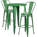 30 Round Green Metal Indoor-Outdoor Bar Table Set with 2 Cafe Barstools [CH-51090BH-2-30CAFE-GN-GG]