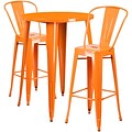 30 Round Orange Metal Indoor-Outdoor Bar Table Set with 2 Cafe Barstools [CH-51090BH-2-30CAFE-OR-GG]