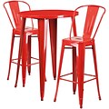 30 Round Red Metal Indoor-Outdoor Bar Table Set with 2 Cafe Barstools [CH-51090BH-2-30CAFE-RED-GG]