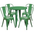 30 Round Green Metal Indoor-Outdoor Table Set with 4 Cafe Chairs [CH-51090TH-4-18CAFE-GN-GG]