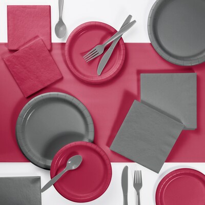 Creative Converting Gray and Burgundy Party Supplies Kit (DTCBGGRY2A)