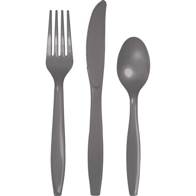 Creative Converting Glamour Gray Assorted Cutlery, 24 Count (339632)