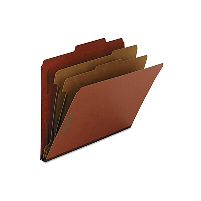 Smead 100% Recycled Pressboard Classification Folders, 2 Expansion, Letter Size, 2 Dividers, Red, 10/Box (14024)