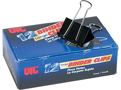 Officemate Binder Clips, Large, Black, 12/Box (99100)
