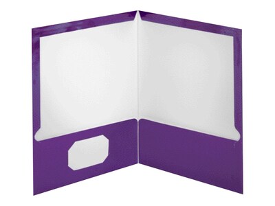 Oxford Twin Laminated Folders, Metallic Purple, 25/Box (OXF 5049526)