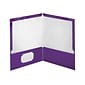 Oxford Twin Laminated Folders, Metallic Purple, 25/Box (OXF 5049526)
