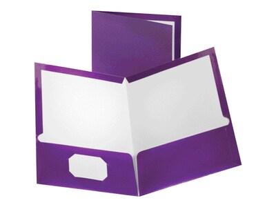 Oxford Twin Laminated Folders, Metallic Purple, 25/Box (OXF 5049526)