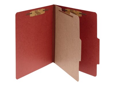 ACCO Pressboard Classification Folders, Letter Size, 1 Divider, Earth Red, 10/Box (A7015034)