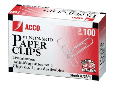 ACCO Economy #1 Paper Clips, Silver, 100/Box, 10 Boxes/Pack (A7072385)