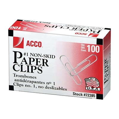 ACCO Economy #1 Paper Clips, Silver, 100/Box, 10 Boxes/Pack (A7072385)