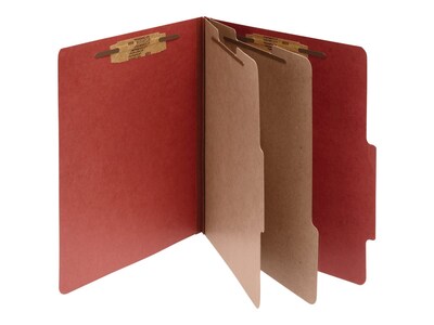 ACCO Pressboard Classification Folders, Letter Size, 2 Dividers, Earth Red, 10/Box (A7015036)