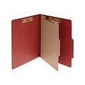 ACCO Pressboard Classification Folders with Fasteners, 4-Parts, Legal Size, 1 Divider, Earth Red, 10/Box (A7016034)