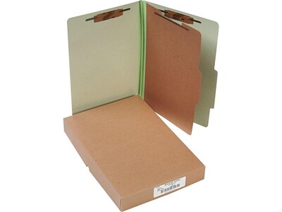 ACCO Pressboard Classification Folders, Legal Size, 1 Divider, Leaf Green, 10/Box (A7016044)